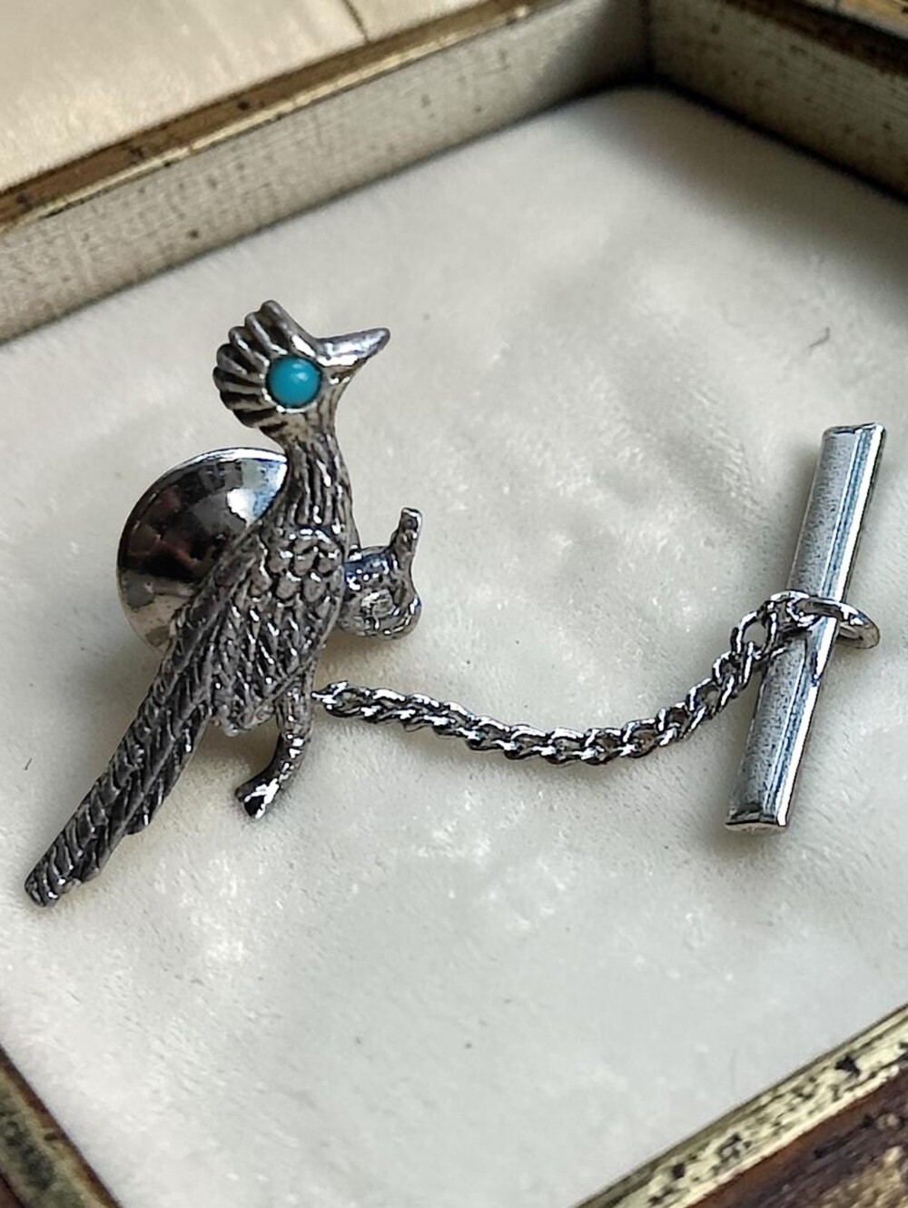 Antique Sterling Silver Native American Roadrunner Tie Tack